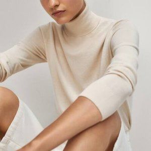 MASSIMO DUTTI WOOL SILK BLEND TURTLENECK SWEATER